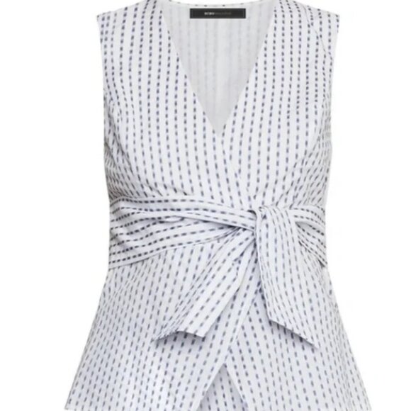 BCBGMaxAzria Ikat Striped Faux Wrap Top S NWT - Picture 14 of 16